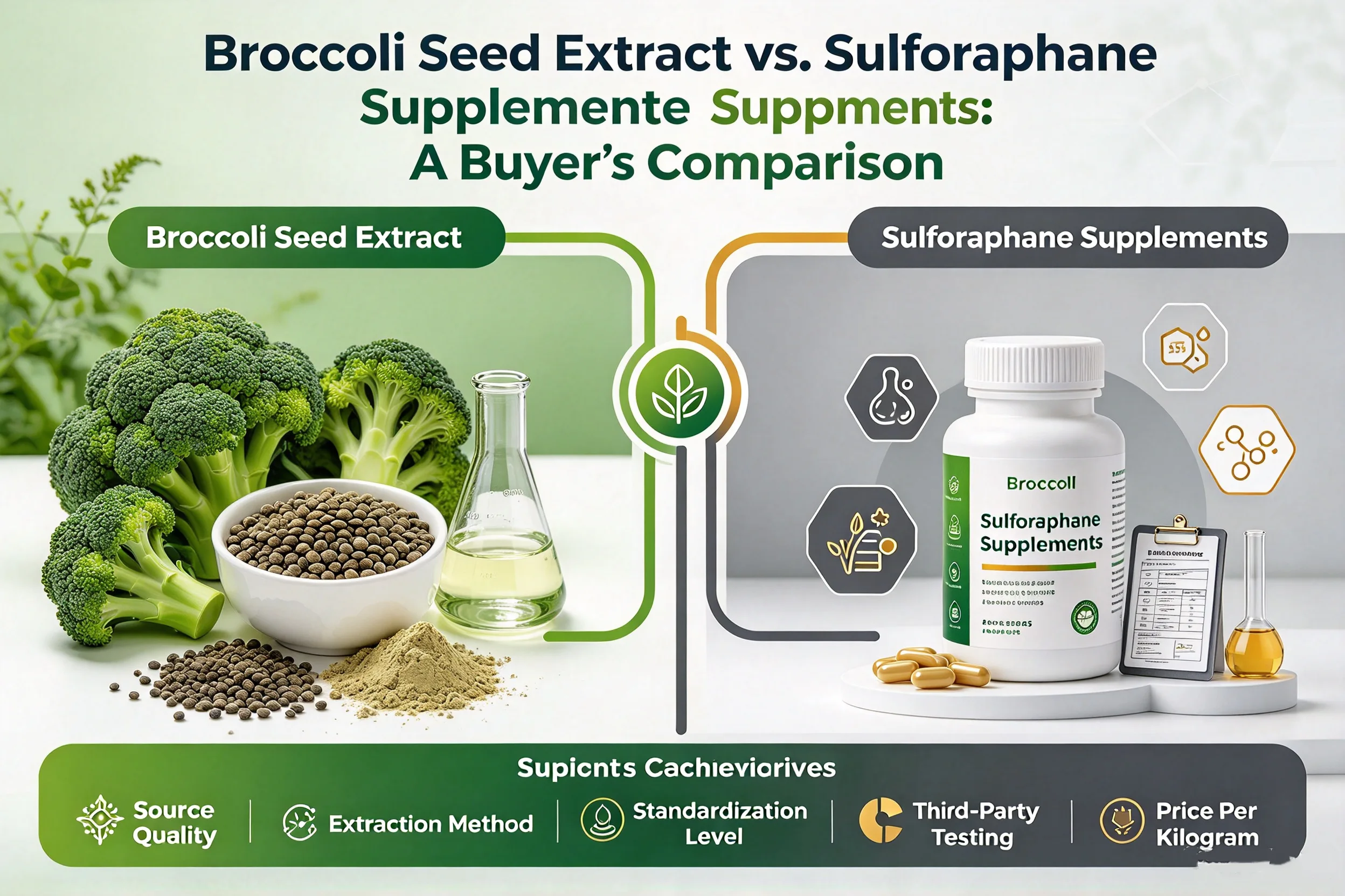 Extracto de semilla de brócoli frente a suplementos de sulforafano: una comparación del comprador