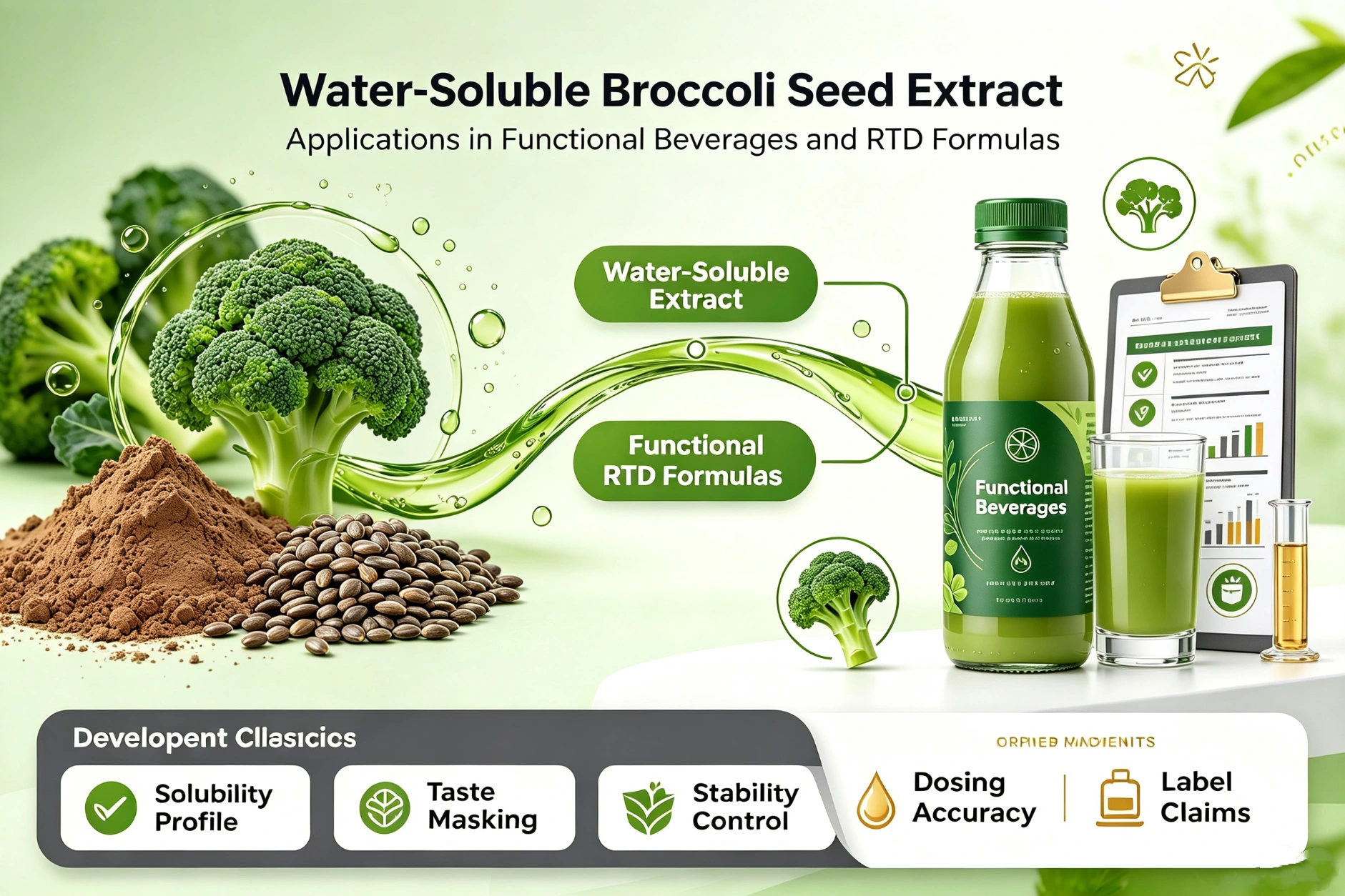 Extracto de semilla de brócoli soluble en agua-: aplicaciones en bebidas funcionales y fórmulas RTD